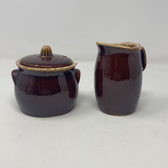 Hull‎ Oven Proof Brown Drip Glaze Bean Pot Soup Casserole Lid/ creamer - Picture 1 of 5